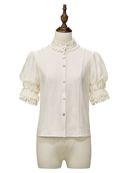 Cuffs Collar and with Beige Blouse Lace Lolita