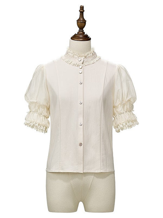 Cuffs Collar and with Beige Blouse Lace Lolita