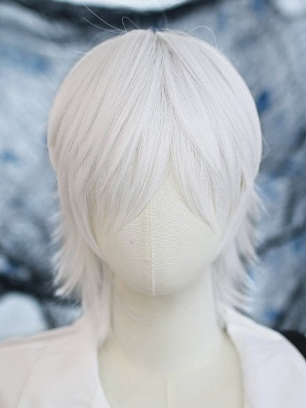 Weiße, kurze Ouji-Perücke, glatt, 25–30 cm