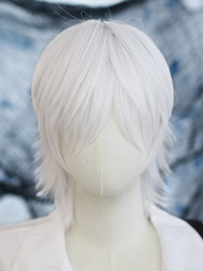 Weiße, kurze Ouji-Perücke, glatt, 25–30 cm