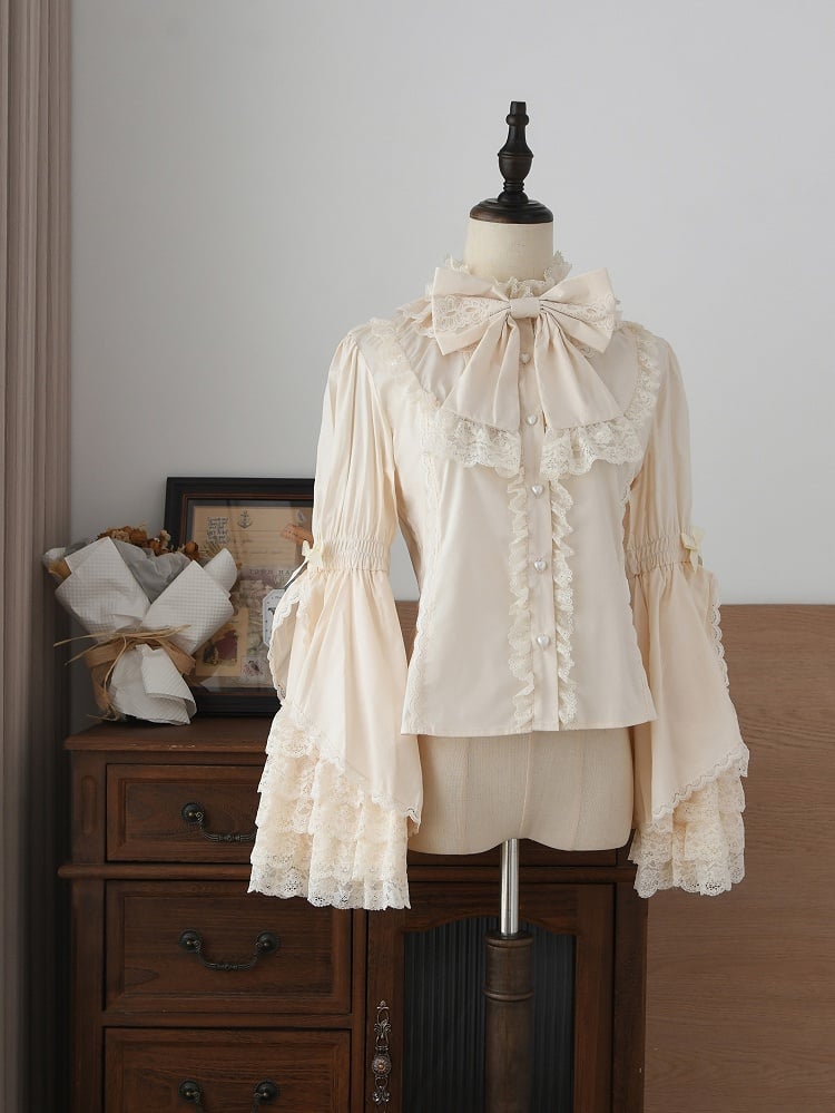 Lace Bell Blouse Layered Lolita Gorgeous Beige Sleeves