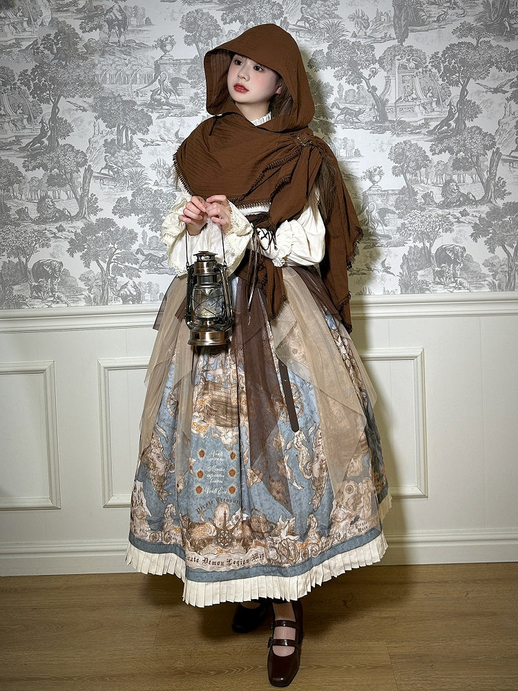 Coffee Wasteland Hooded Punk Shawl