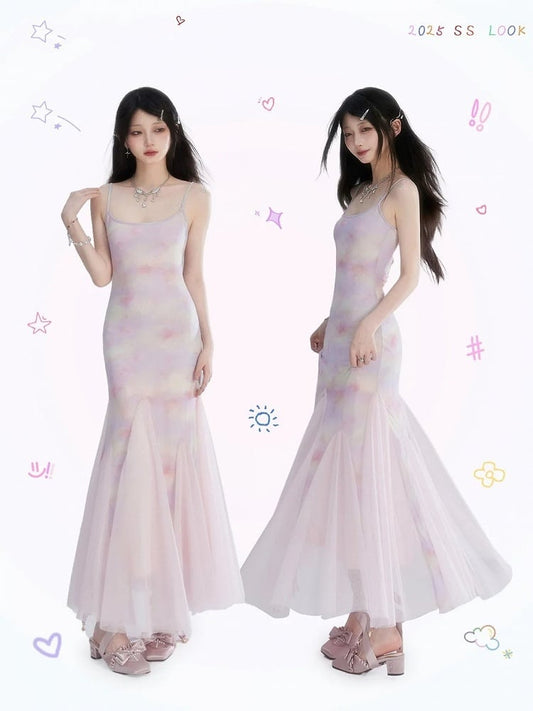 カラフルチュールスリップドレス マーメイドスカート