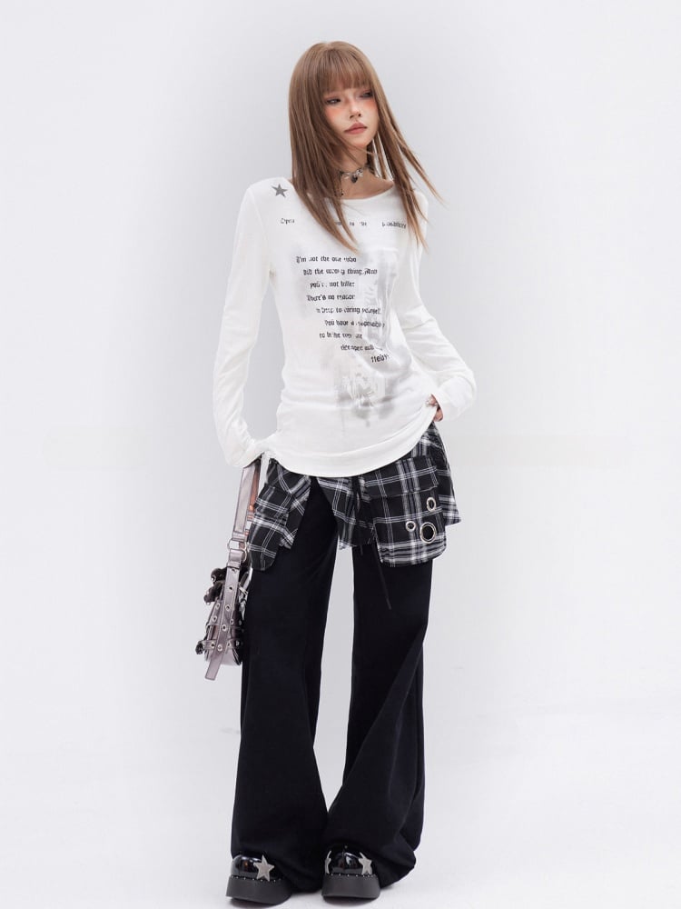 Glamorous – Bedrucktes Top mit weißem, asymmetrischem Ausschnitt