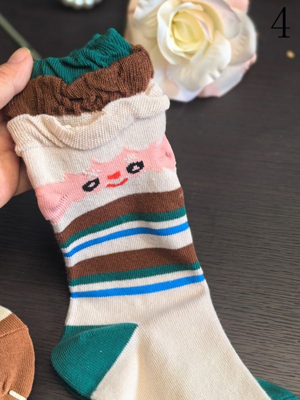 Optionen Cartoon Socken Rüschen Lolita Bündchen Kalb Bunt 9
