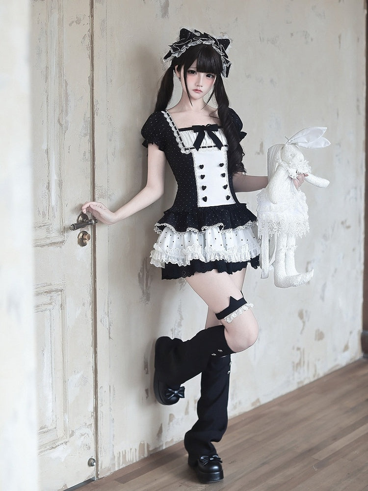 Black and White Lace Trimmed Leg Garter - Ekomi