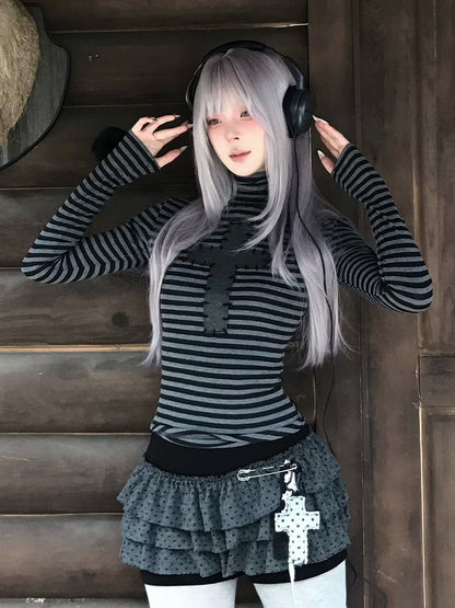 with Detachable Top Accents Pompon Neck Striped High