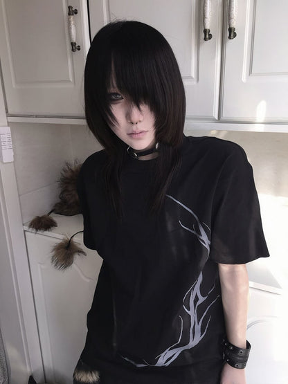 with Black Gothic Print Snake T-Shirt