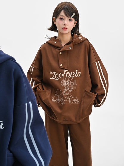 Zootopia Judy und Nick Grafik Braun Hoodie