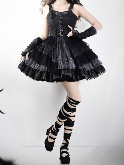 Korsettgürtel Gothic Lolita Feder Schwarz