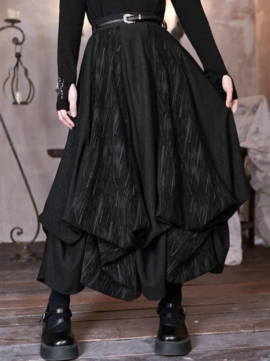 Slant - Black Two-Way Cheongsam Pockets Goth Skirt