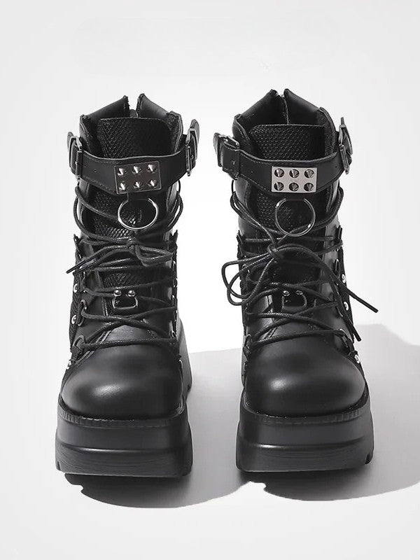 - Style in Boots Ankle Closure Platform Black Lace-up Gothic
