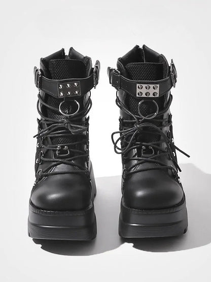 - Style in Boots Ankle Closure Platform Black Lace-up Gothic