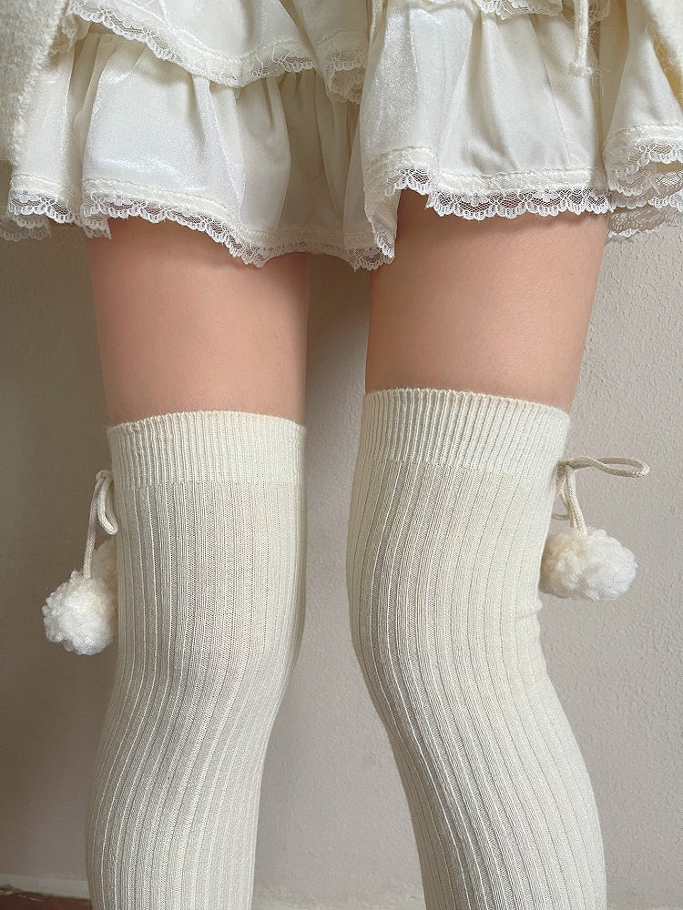 White Stockings Accents Pom-Pom with