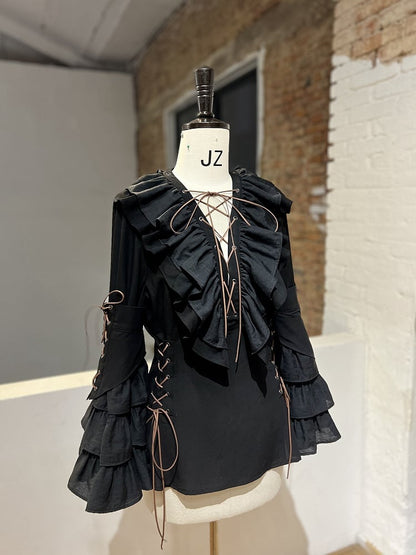 Pirate Black Options Detachable Ouji with Lolita Blouse Vibes Sleeve Two