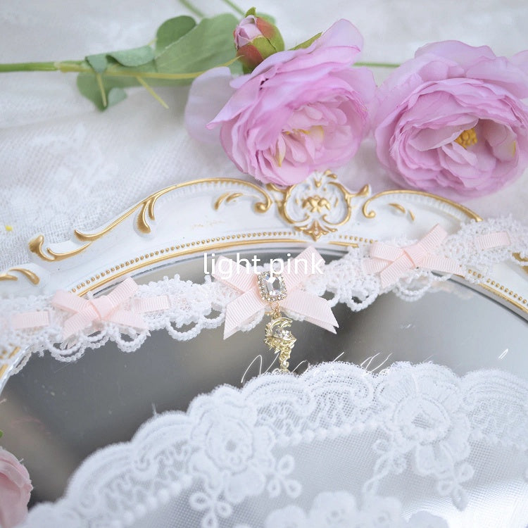 Jirai with Colors Star Bow Choker Moon 5 and Kei Rhinestones