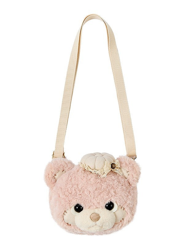 Plush Crossbody Bear Lolita Bag Teddy Face Brown/Pink/White