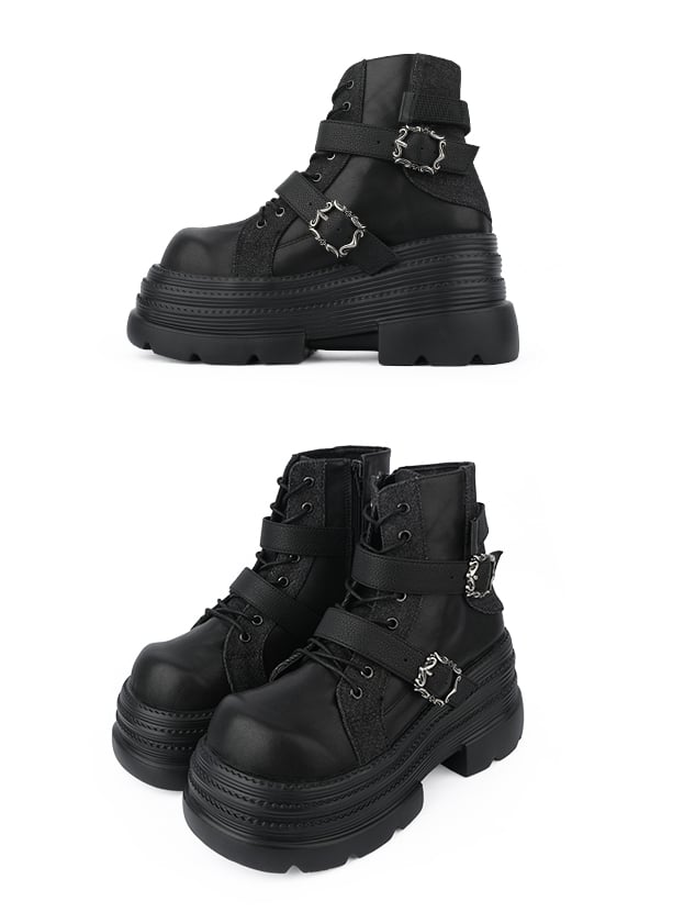 Punk Rock Boots Platform Zipper with Black Inner Ankle