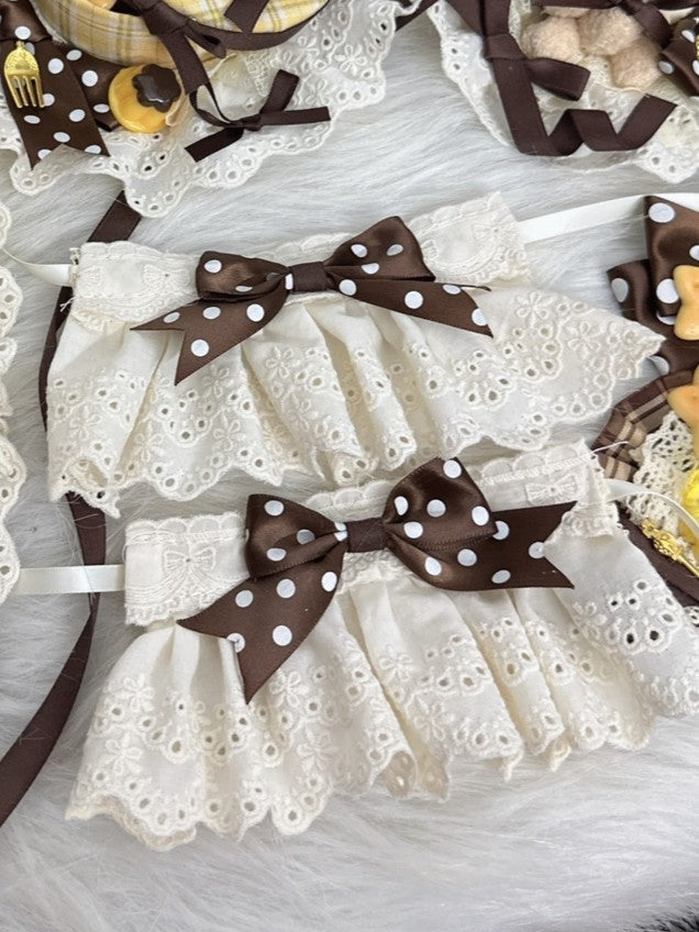 Pink/Brown Lace Bow Cuffs Wrist