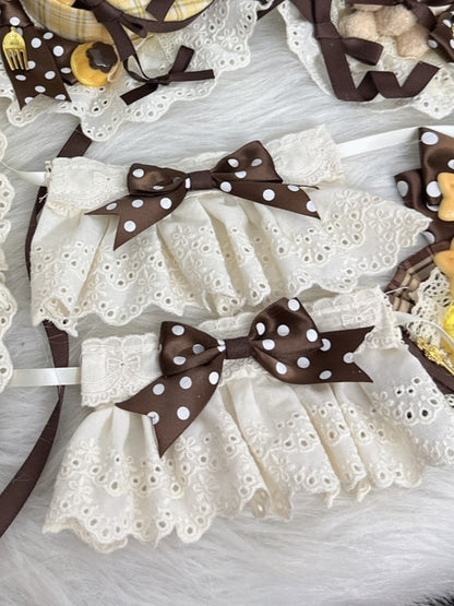 Pink/Brown Lace Bow Cuffs Wrist