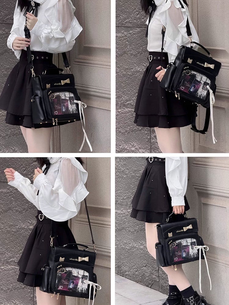 Black Bag And Window Transparent Ita 2-Way Decoration With Bow
