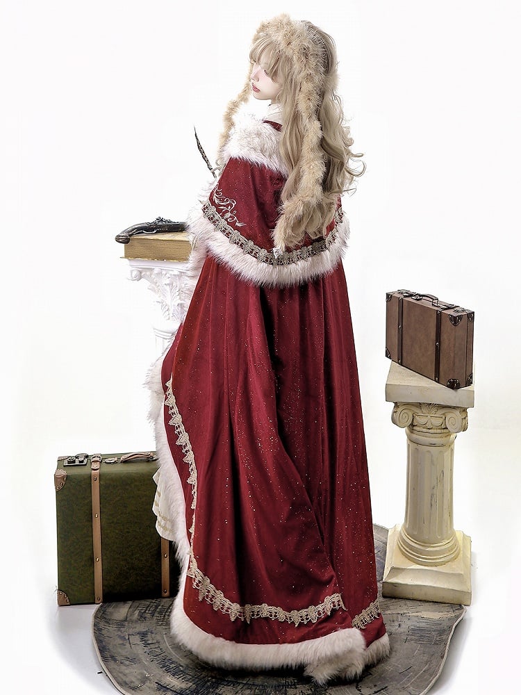 Sleeves Embroidered Lolita Rope Juliette + Nun Accessory Shimmer Beige Cloak Royal Red Dress