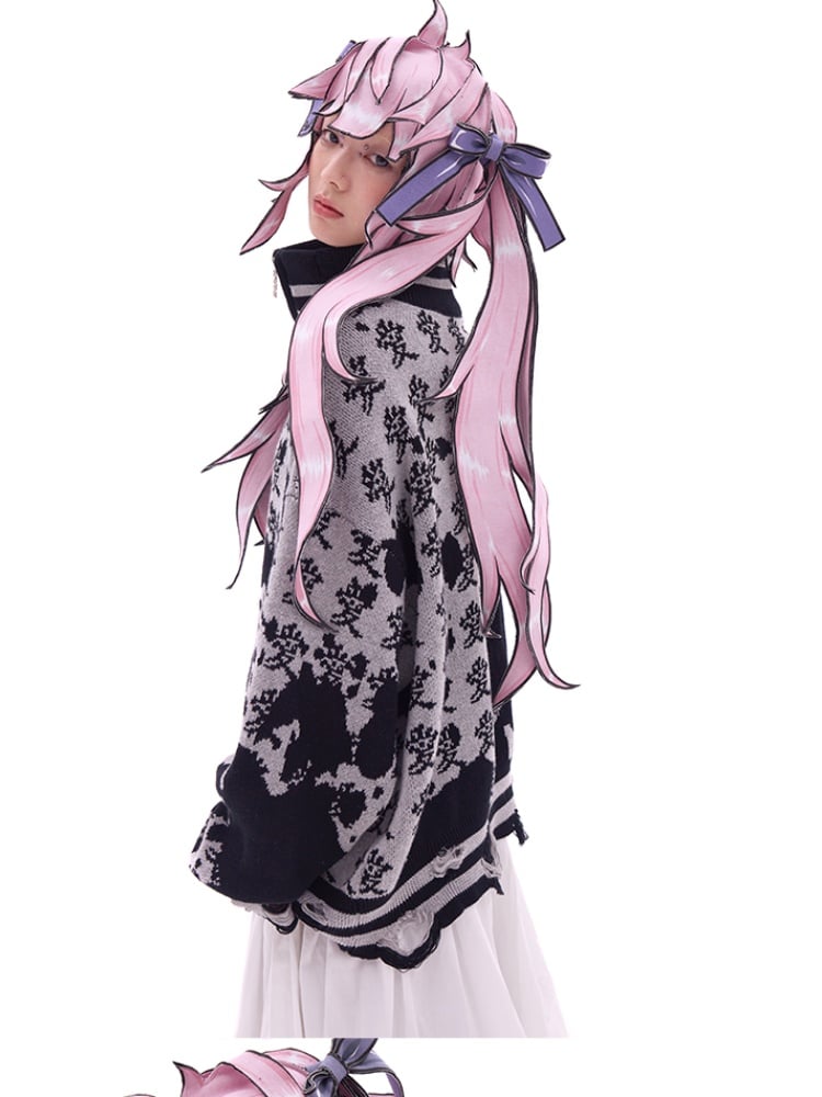 Black/Pink Bow Double Ponytail Cartoon Hat