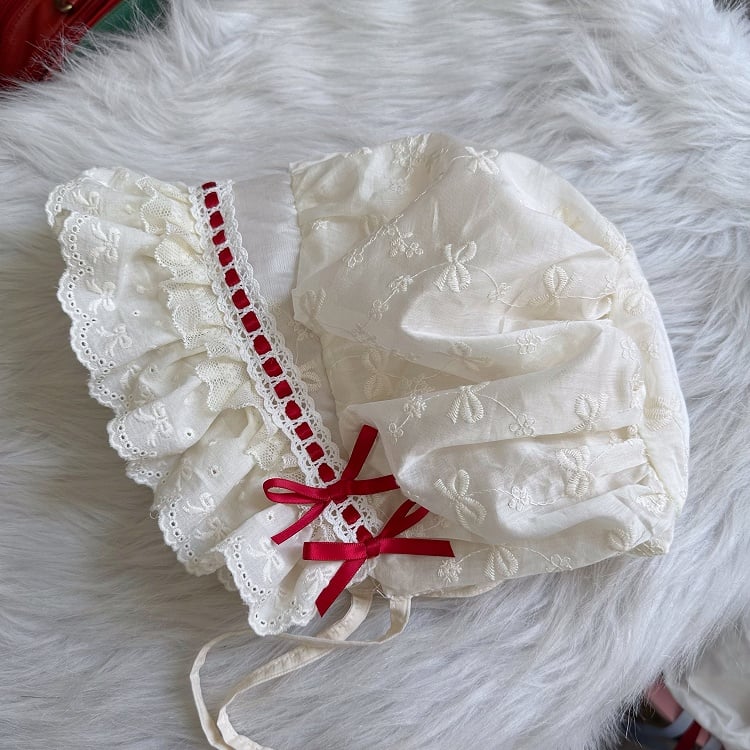 Bow Lace Trim Lolita Bonnet in 4 Colors by Chestnut Handmade