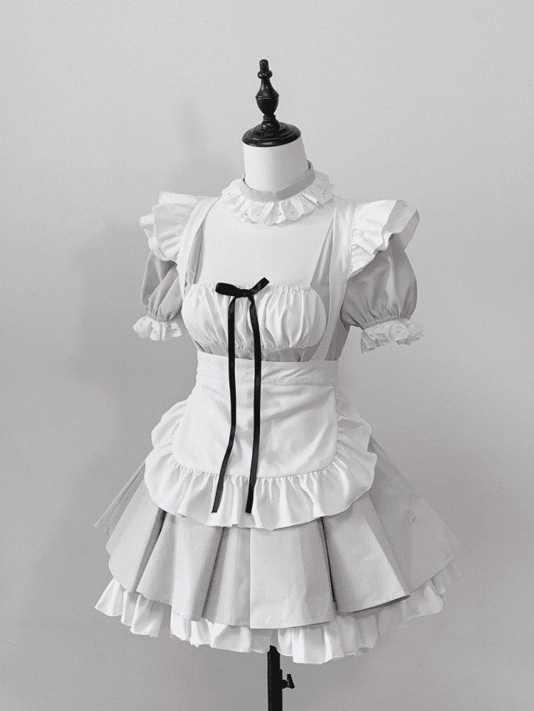 Jirai Box Graue Plissee-Kei-Uniform: Dienstmädchenrock