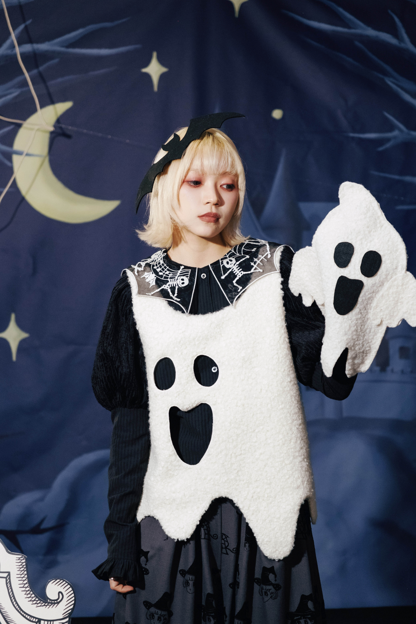 クロップドスリーブ スパイダーカラー パフトップ