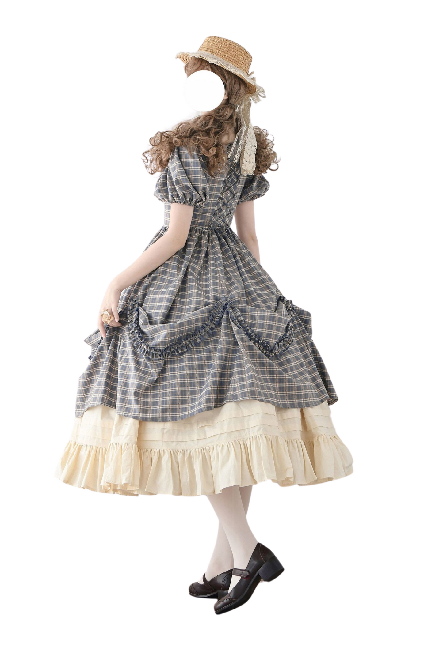 チェックレトロワードロリータペチコートドレスフォレスト+