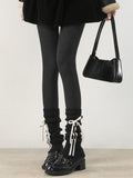 Colors Knitted Strappy Pattern Vertical Warmers 5 Bow Leg Striped Accent