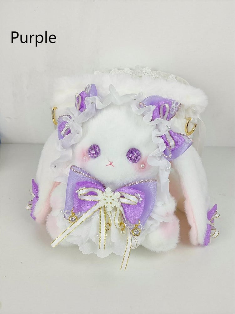 Bunny Accents with Bag Bucket Plush Bowknot White Size 9 Colors Flower Convertible - Large Strap