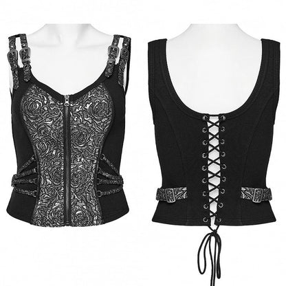 Jacquard Vest Black Steampunk Silver