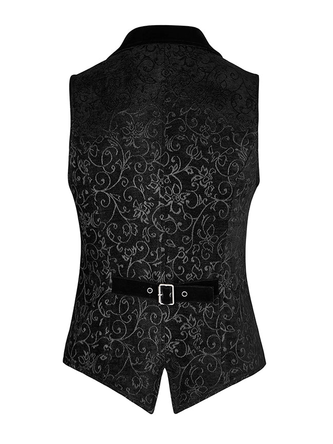 Black Vest Jacquard Steampunk Men's Vintage