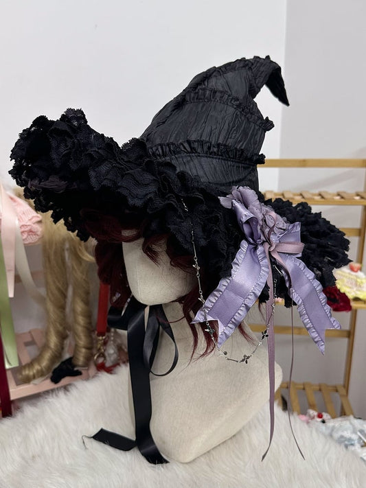 Witch Roses Options Hat Details 4 Lace Chains Color Black