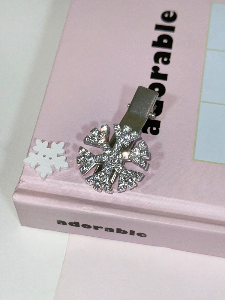 Silver Snowflake Hairclip with Rhinestone Decorations - IVONA boutique