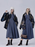 Vent Golden Button Back Unisex Cuffs Chinese Blazer Snap Single Design Style - Navy Blue