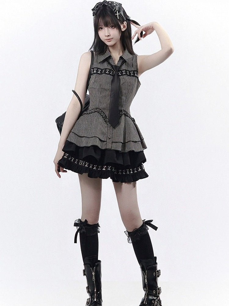 Black Tiered Ruffle Skirt - PINK SAVIOR
