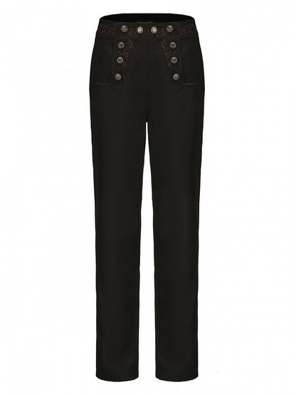 Lolita with Button and Embroidery Ouji Pants Detailing Black