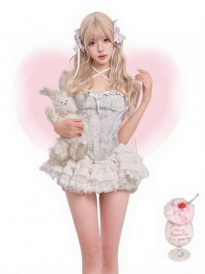 White Tiered Lace Skirt with Built-In Shorts - serendipity