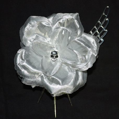 Floral 2 Options Hairclip Silver Design