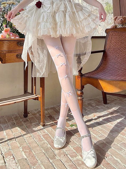 Decorations White 5 Lolita Bow Options Tights
