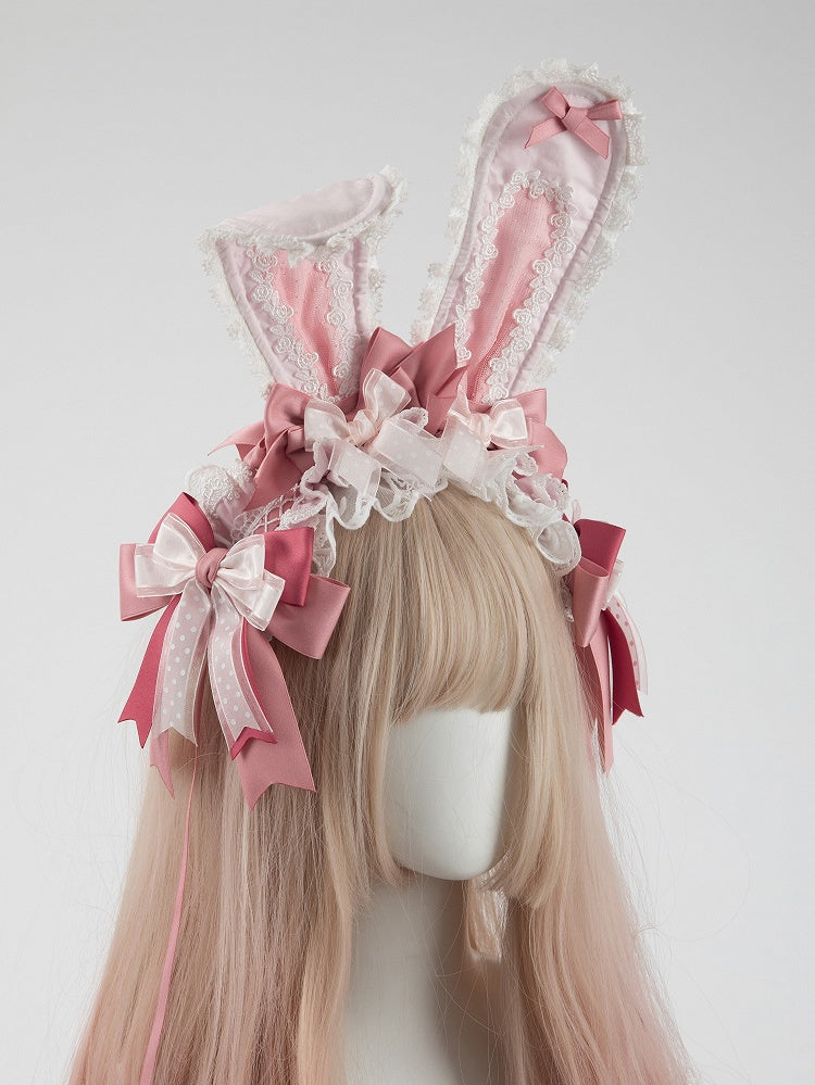Pastel Removable Hairband Bunny Ear Pink Bundle Collection + 2-Piece Set