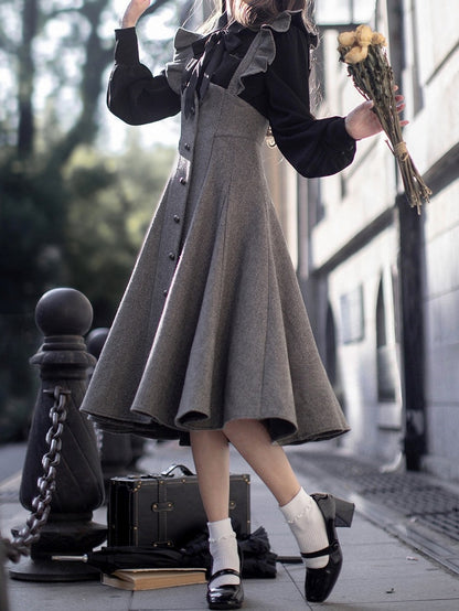 Overall Elegantes Kleid Taillenhoch Grau