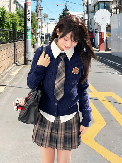 42CM/45CM/48CM/56CM/65CM Style JK Uniform Pleated Skirt Gray Plaid Preppy