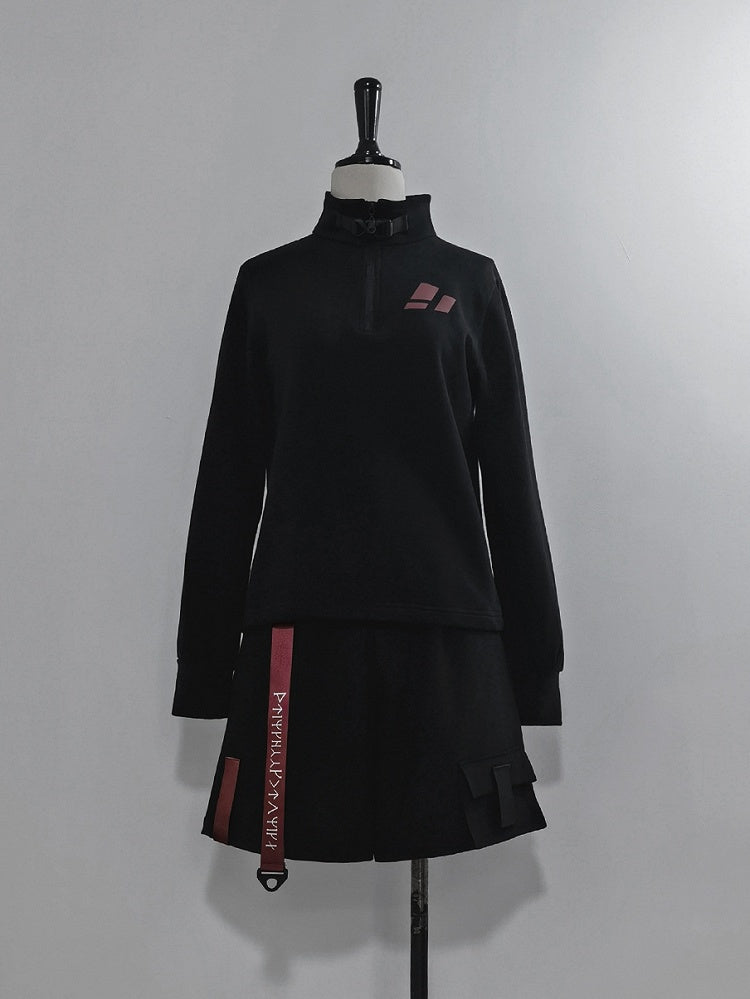 Ouji Shorts Rot Techwear Fashion Strappy und Schwarz