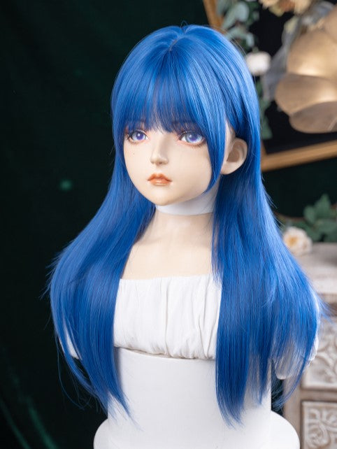 Bangs Full Wig Straight Blue 63CM With Length