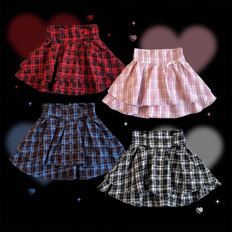 High-Waist Edgy in Skirt: 3 Sweet Jirai Tiered Plaid Kei Colors