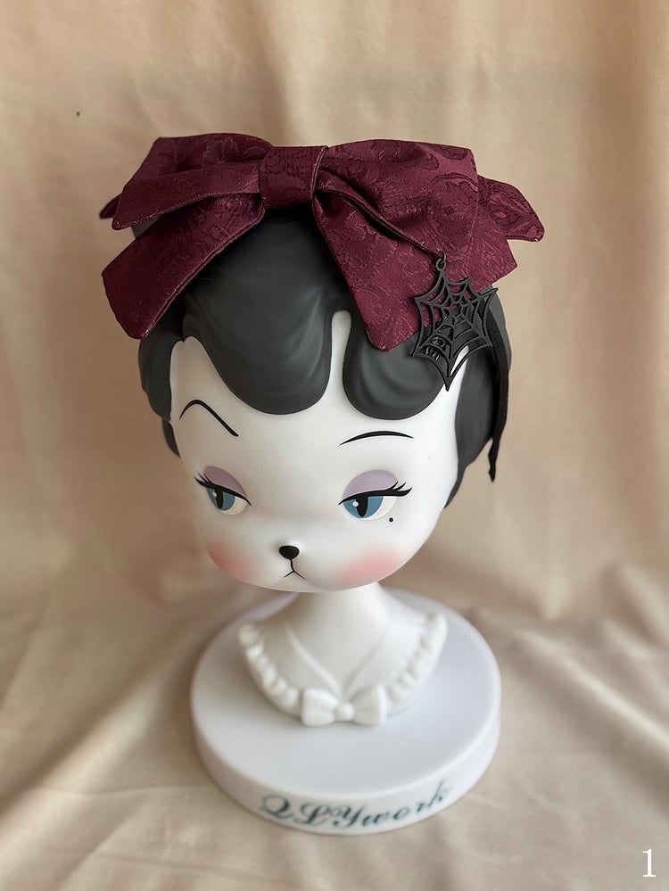 Bowknot with / Gothic Spider KC Web Patterned Printed Lolita